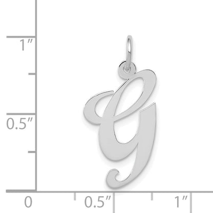 14k White Gold 14k White Gold Large Fancy Script Letter G Initial Charm