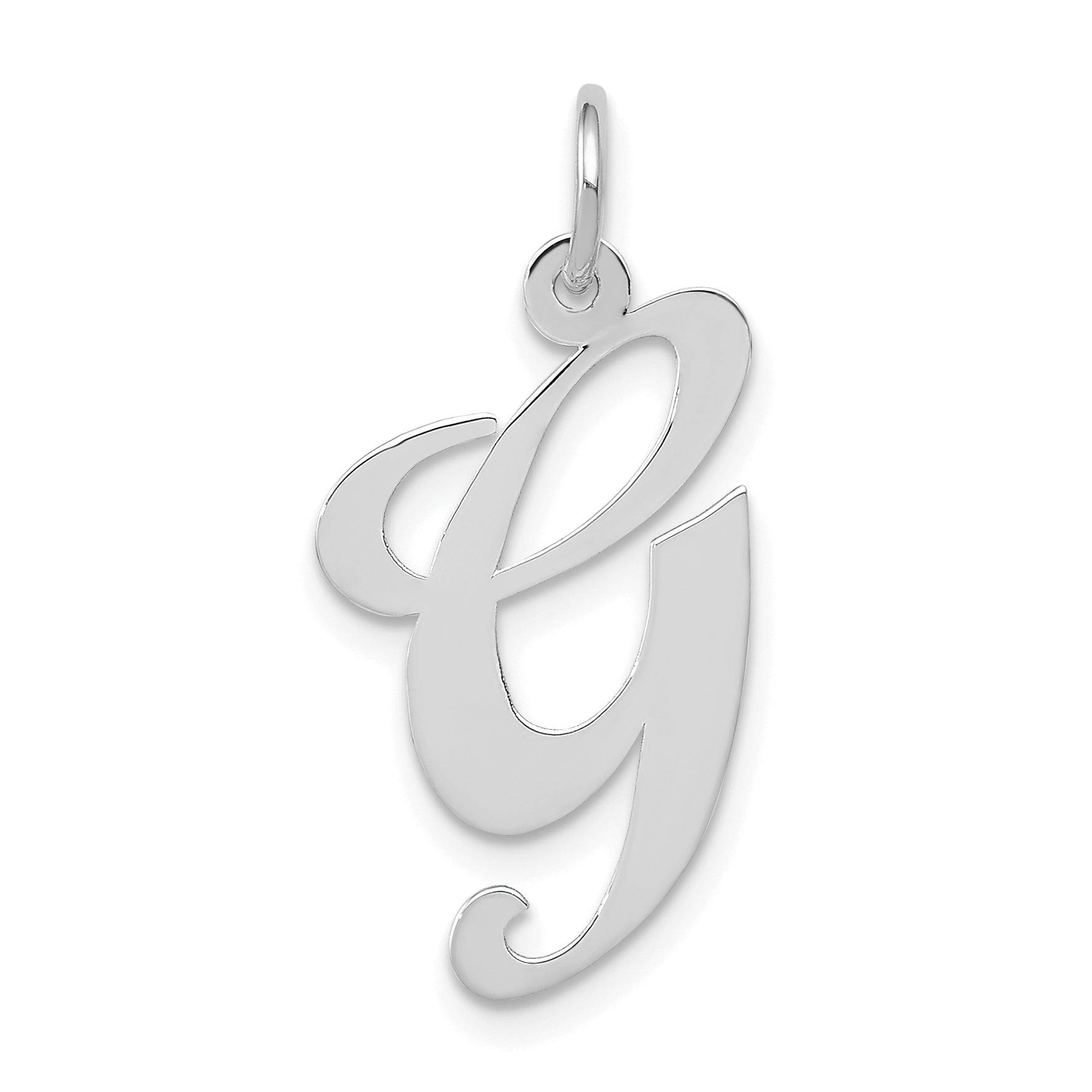 14k White Gold 14k White Gold Large Fancy Script Letter G Initial Charm