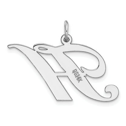 14k White Gold 14k White Gold Large Fancy Script Letter H Initial Charm