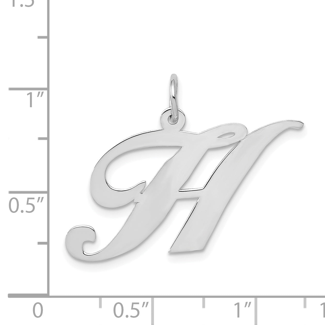 14k White Gold 14k White Gold Large Fancy Script Letter H Initial Charm