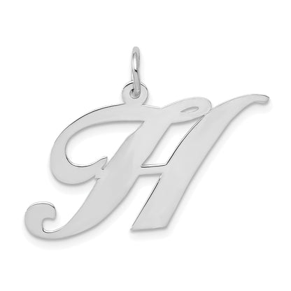 14k White Gold 14k White Gold Large Fancy Script Letter H Initial Charm
