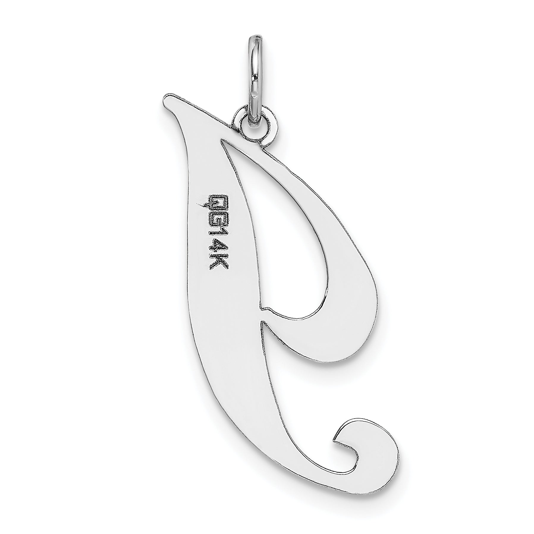14k White Gold 14k White Gold Large Fancy Script Letter I Initial Charm