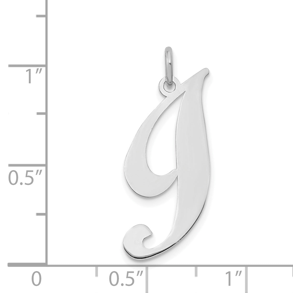 14k White Gold 14k White Gold Large Fancy Script Letter I Initial Charm
