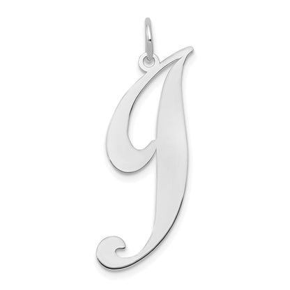 14k White Gold 14k White Gold Large Fancy Script Letter J Initial Charm