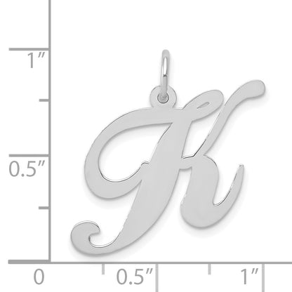 14k White Gold 14k White Gold Large Fancy Script Letter K Initial Charm