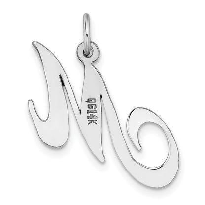 14k White Gold 14k White Gold Large Fancy Script Letter M Initial Charm