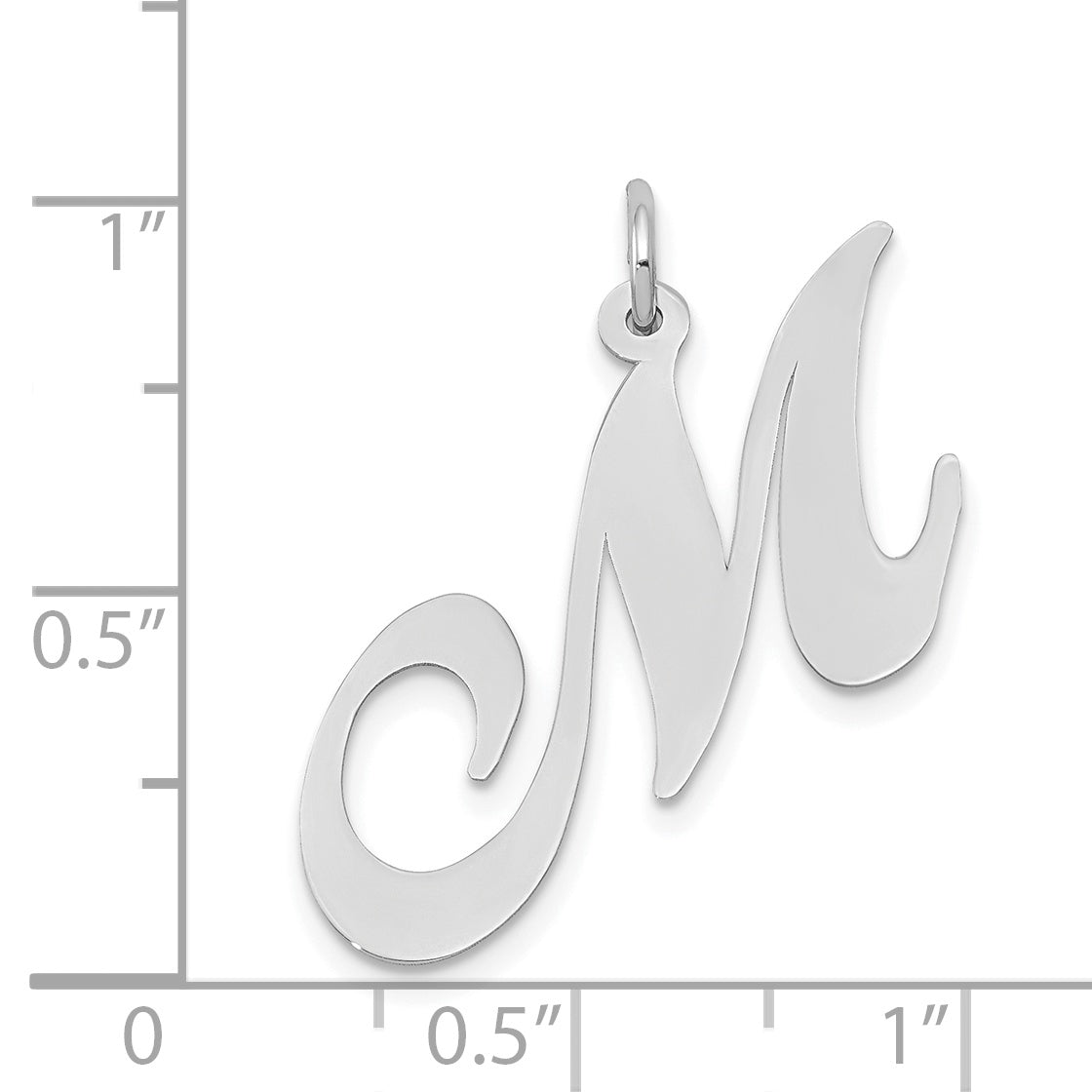 14k White Gold 14k White Gold Large Fancy Script Letter M Initial Charm