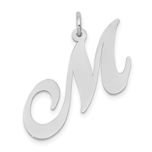 14k White Gold 14k White Gold Large Fancy Script Letter M Initial Charm