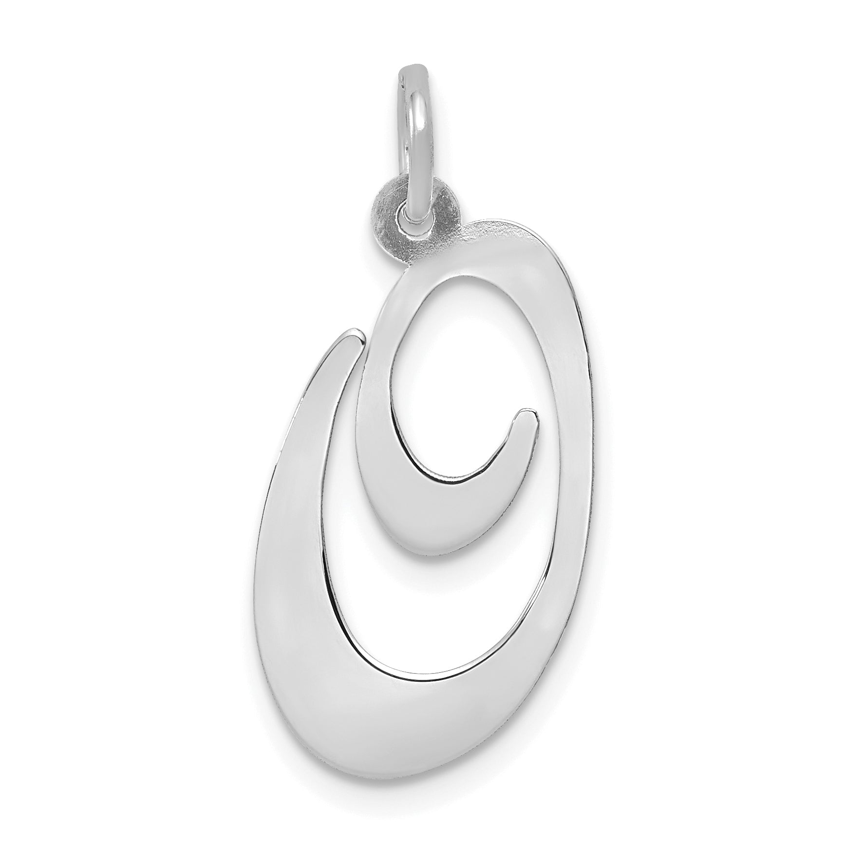 14k White Gold 14k White Gold Large Fancy Script Letter O Initial Charm