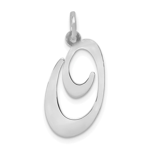 14k White Gold 14k White Gold Large Fancy Script Letter O Initial Charm