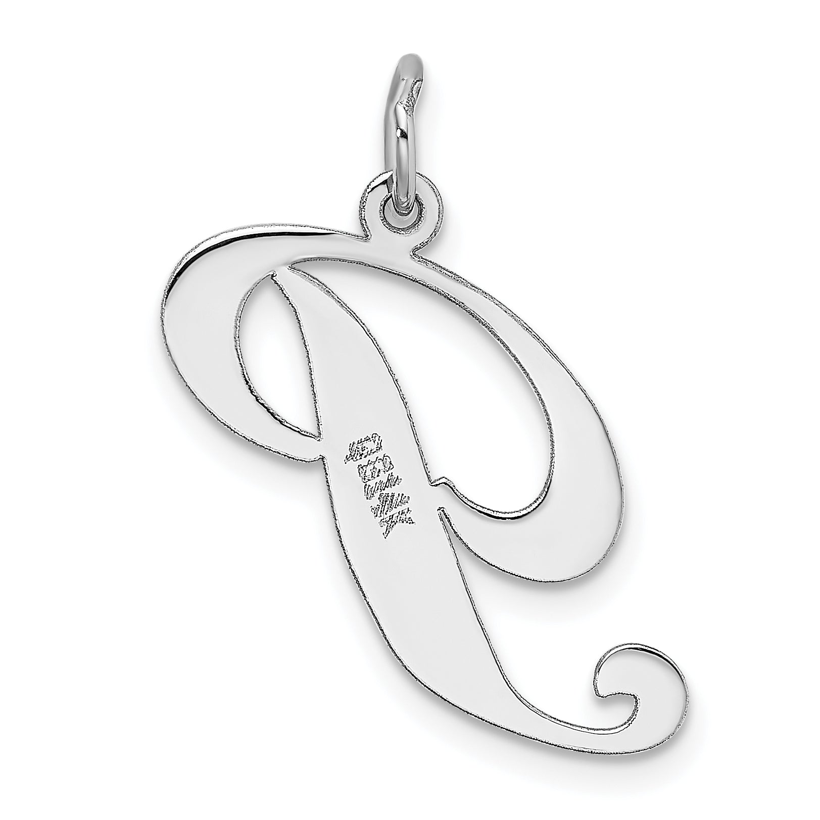 14k White Gold 14k White Gold Large Fancy Script Letter P Initial Charm