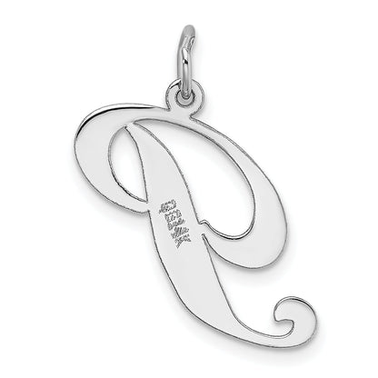 14k White Gold 14k White Gold Large Fancy Script Letter P Initial Charm