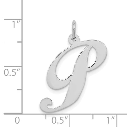 14k White Gold 14k White Gold Large Fancy Script Letter P Initial Charm