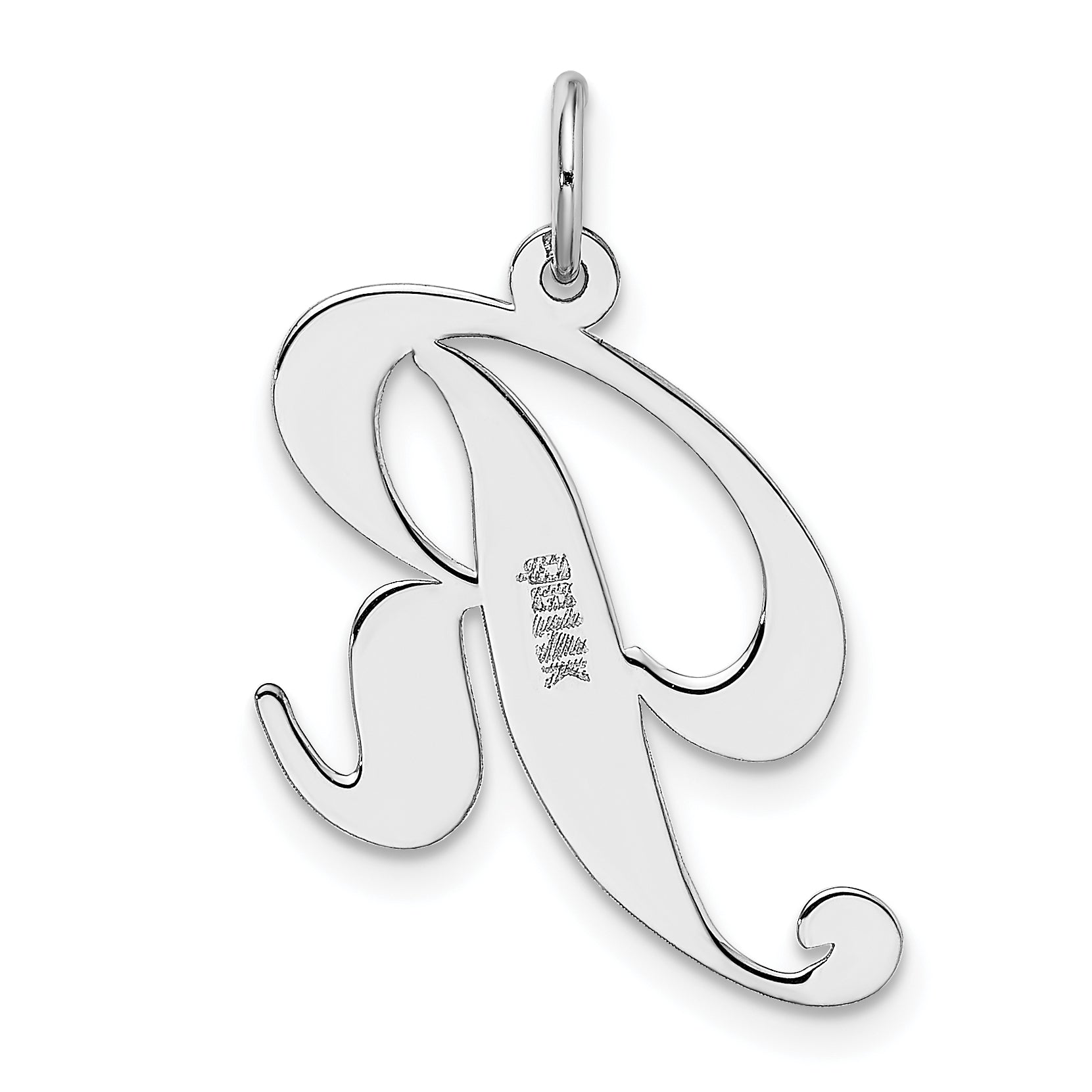 14k White Gold 14k White Gold Large Fancy Script Letter R Initial Charm