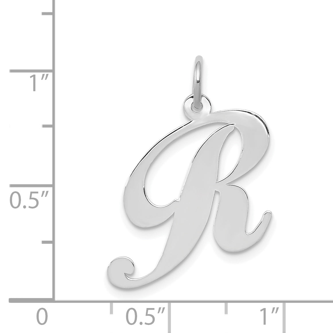 14k White Gold 14k White Gold Large Fancy Script Letter R Initial Charm