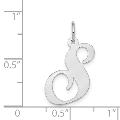 14k White Gold 14k White Gold Large Fancy Script Letter S Initial Charm