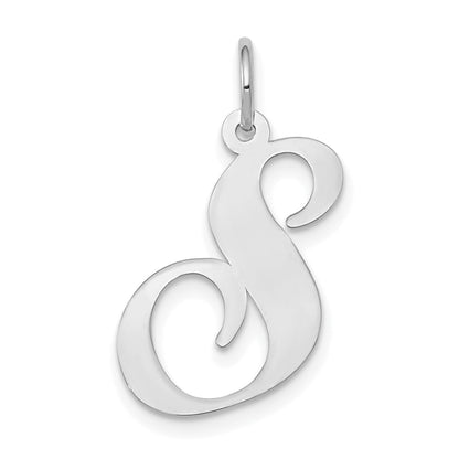 14k White Gold 14k White Gold Large Fancy Script Letter S Initial Charm