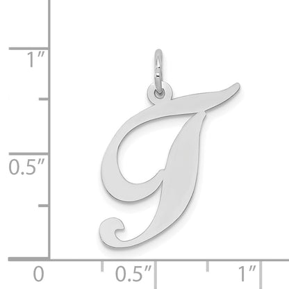 14k White Gold 14k White Gold Large Fancy Script Letter T Initial Charm