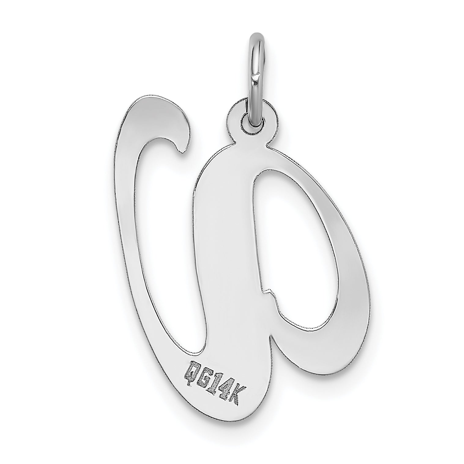 14k White Gold 14k White Gold Large Fancy Script Letter V Initial Charm