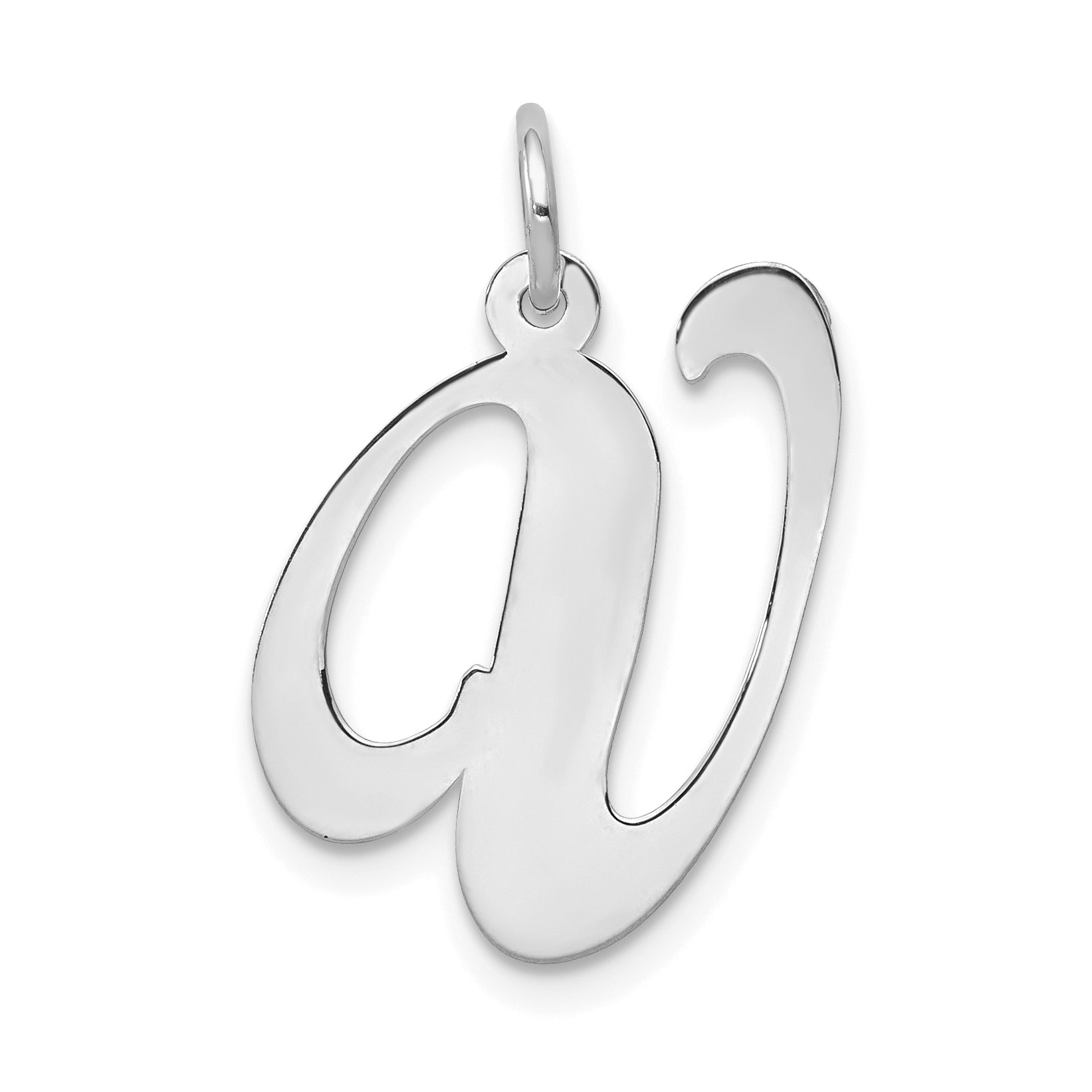 14k White Gold 14k White Gold Large Fancy Script Letter V Initial Charm
