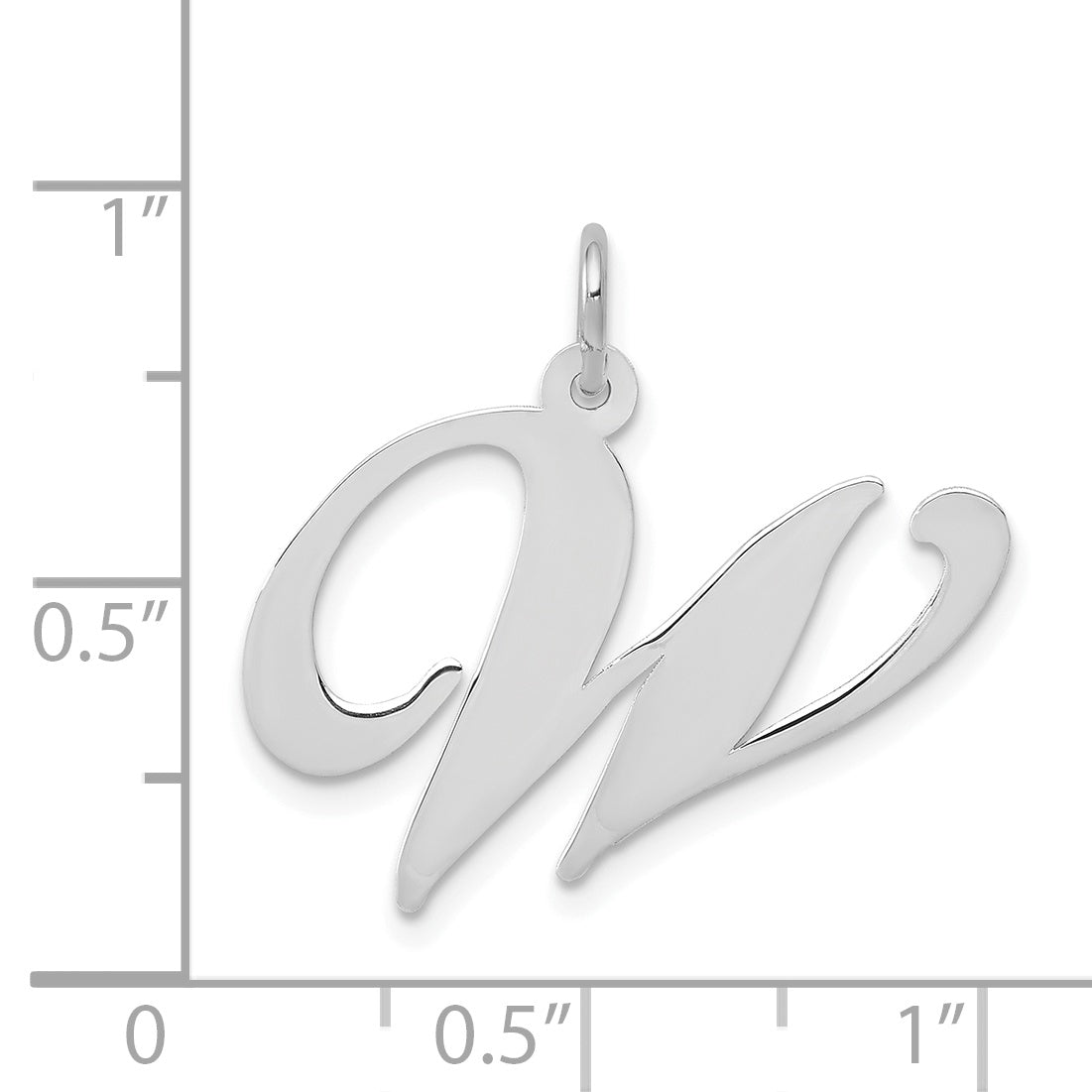 14k White Gold 14k White Gold Large Fancy Script Letter W Initial Charm