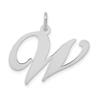 14k White Gold 14k White Gold Large Fancy Script Letter W Initial Charm