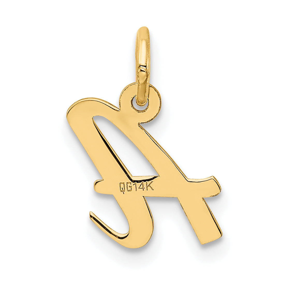 14k Yellow Gold 14k Small Script Letter A Initial Charm