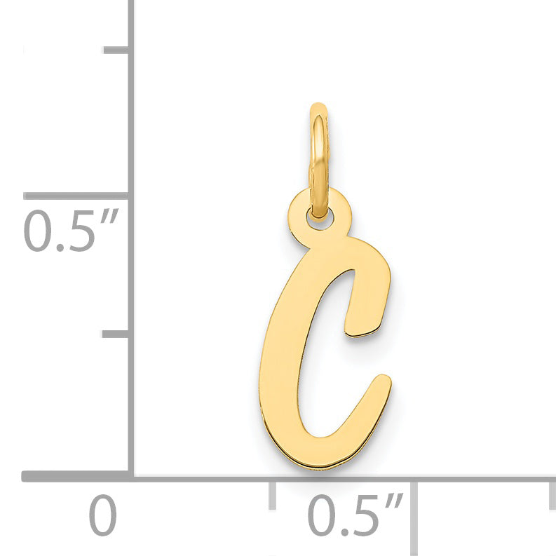 14k Yellow Gold 14k Small Script Letter C Initial Charm