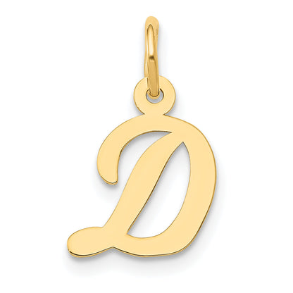 14k Yellow Gold 14k Small Script Letter D Initial Charm