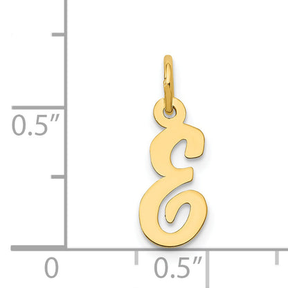 14k Yellow Gold 14k Small Script Letter E Initial Charm