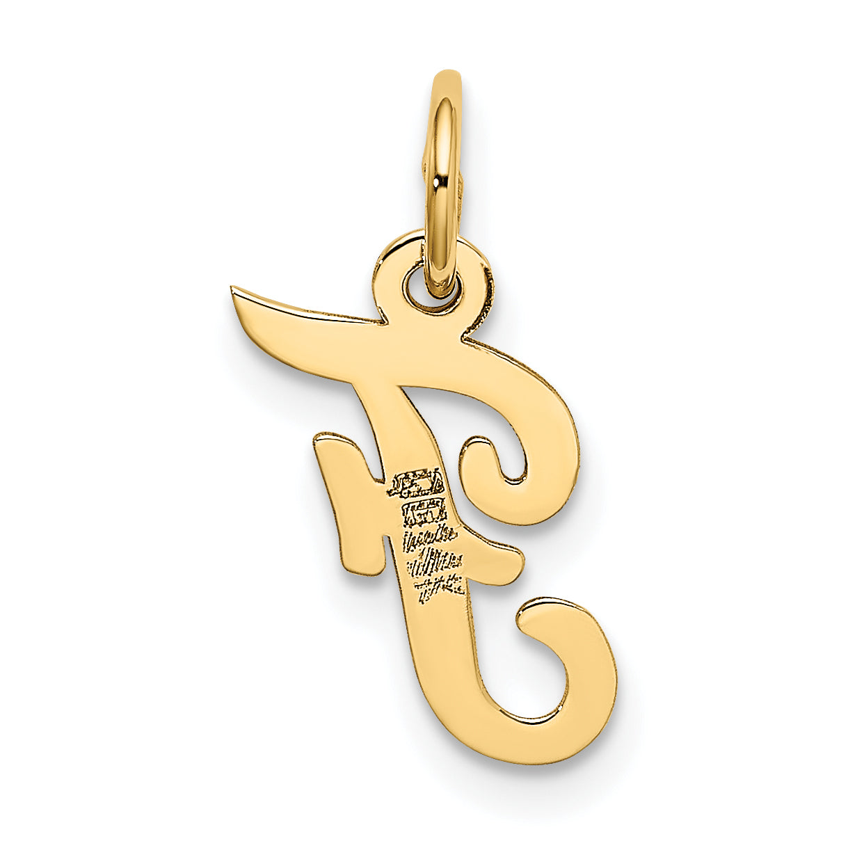 14k Yellow Gold 14k Small Script Letter F Initial Charm