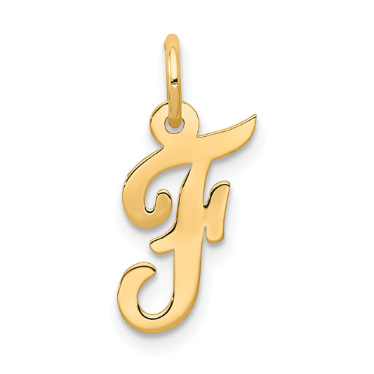 14k Yellow Gold 14k Small Script Letter F Initial Charm