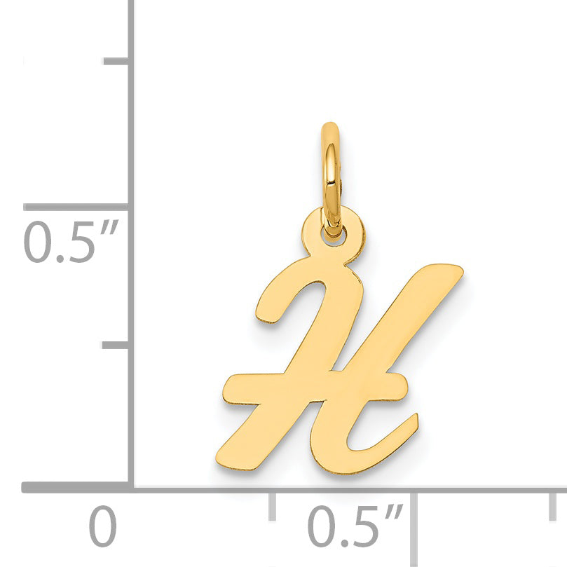 14k Yellow Gold 14k Small Script Letter H Initial Charm