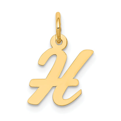 14k Yellow Gold 14k Small Script Letter H Initial Charm