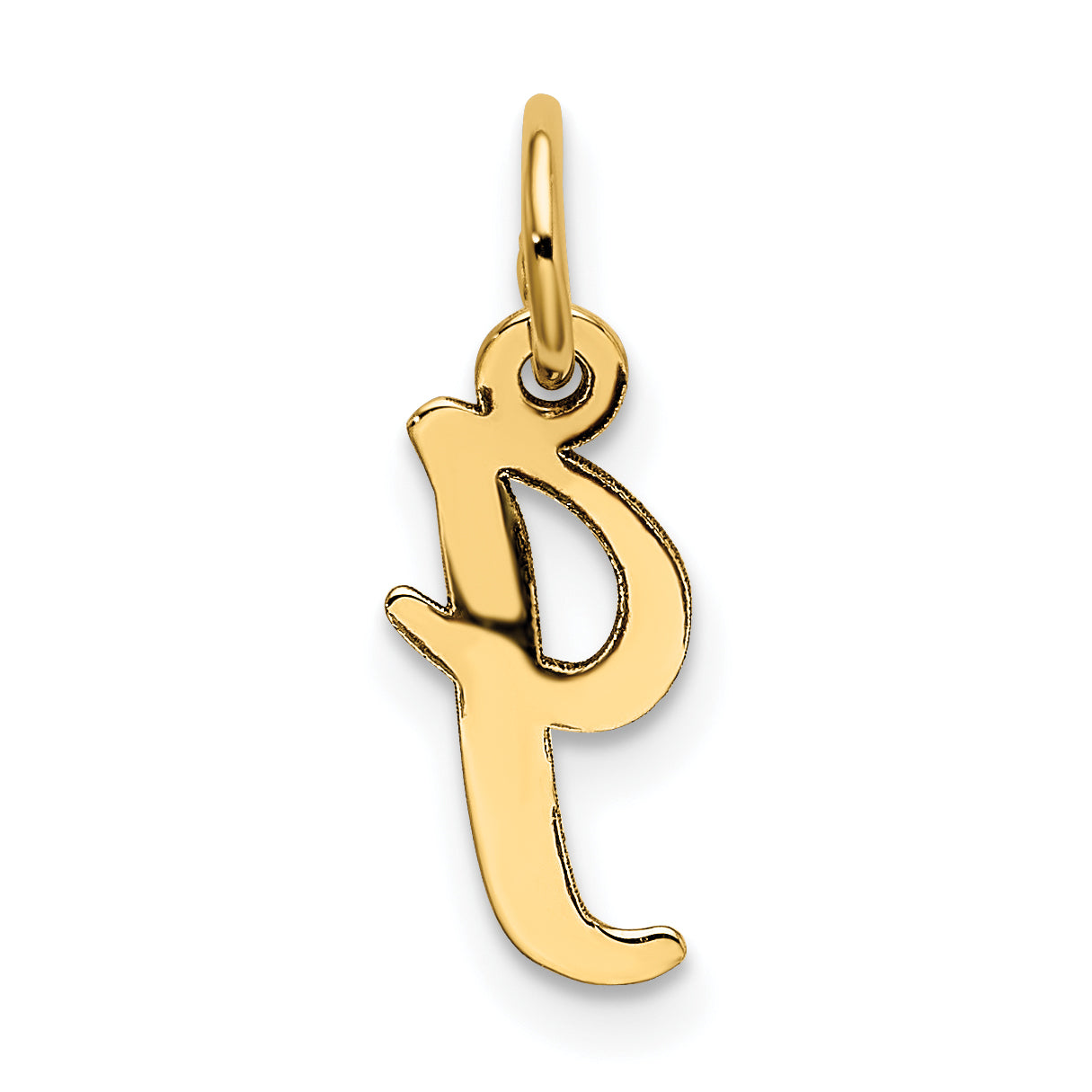 14k Yellow Gold 14k Small Script Letter I Initial Charm