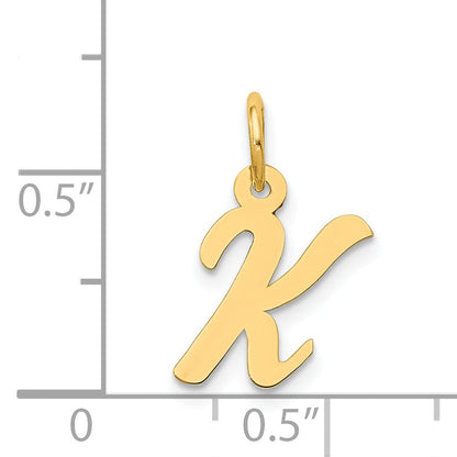 14k Yellow Gold 14k Small Script Letter K Initial Charm