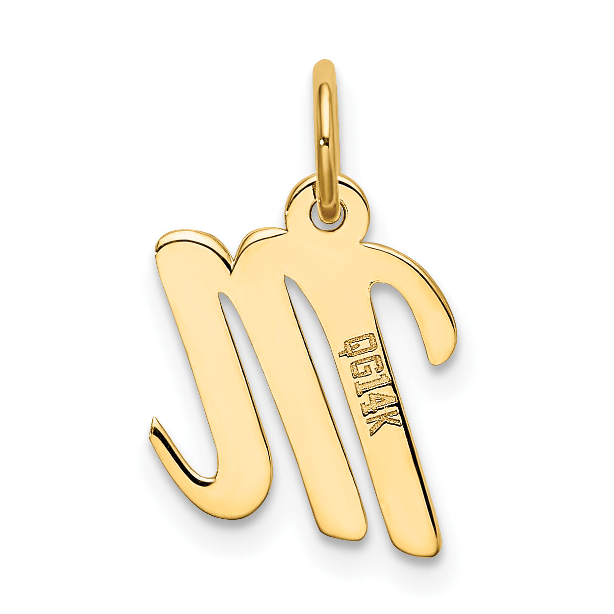 14k Yellow Gold 14k Small Script Letter M Initial Charm