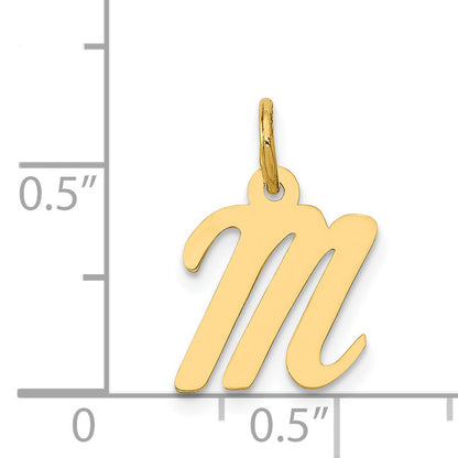 14k Yellow Gold 14k Small Script Letter M Initial Charm