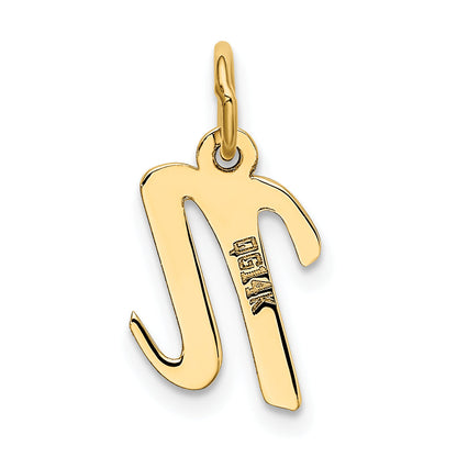 14k Yellow Gold 14k Small Script Letter N Initial Charm