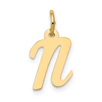 14k Yellow Gold 14k Small Script Letter N Initial Charm