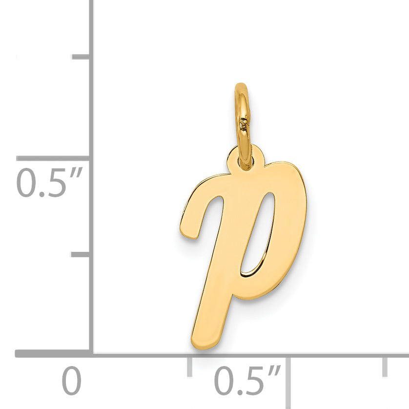 14k Yellow Gold 14k Small Script Letter P Initial Charm