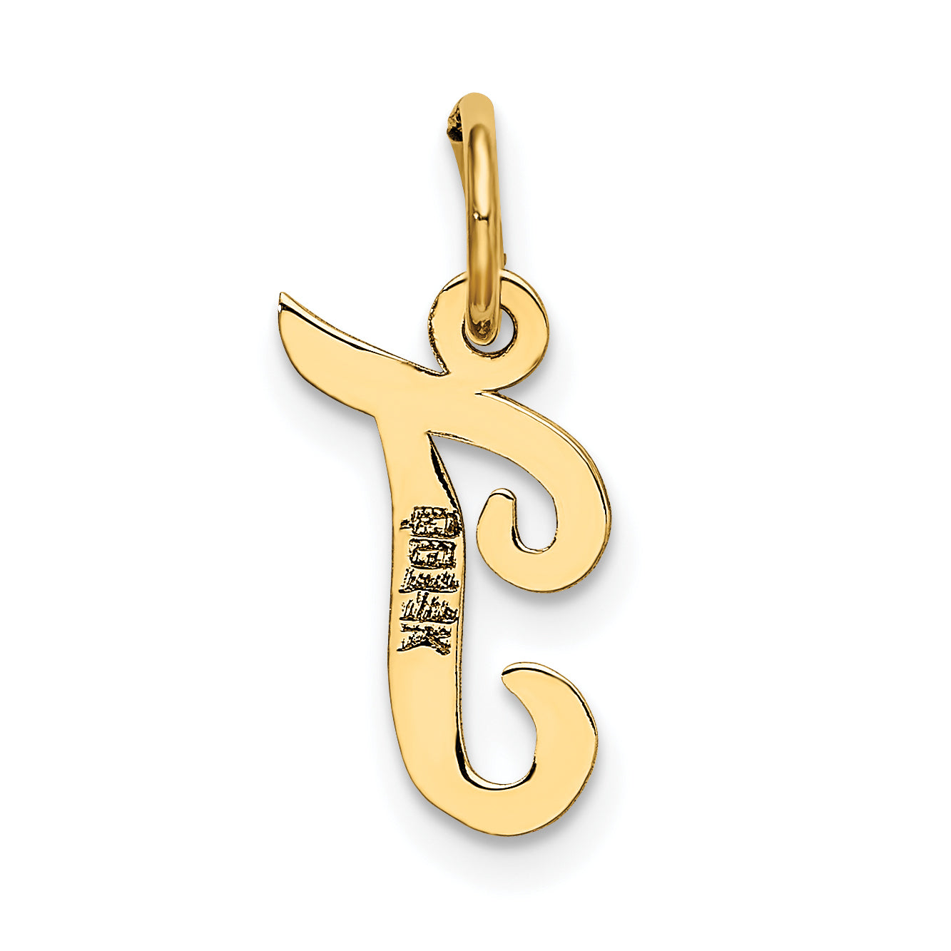 14k Yellow Gold 14k Small Script Letter T Initial Charm