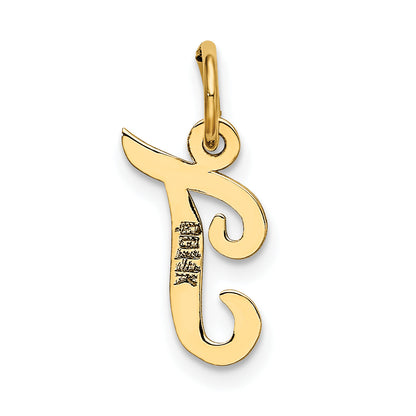 14k Yellow Gold 14k Small Script Letter T Initial Charm