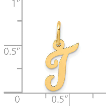 14k Yellow Gold 14k Small Script Letter T Initial Charm