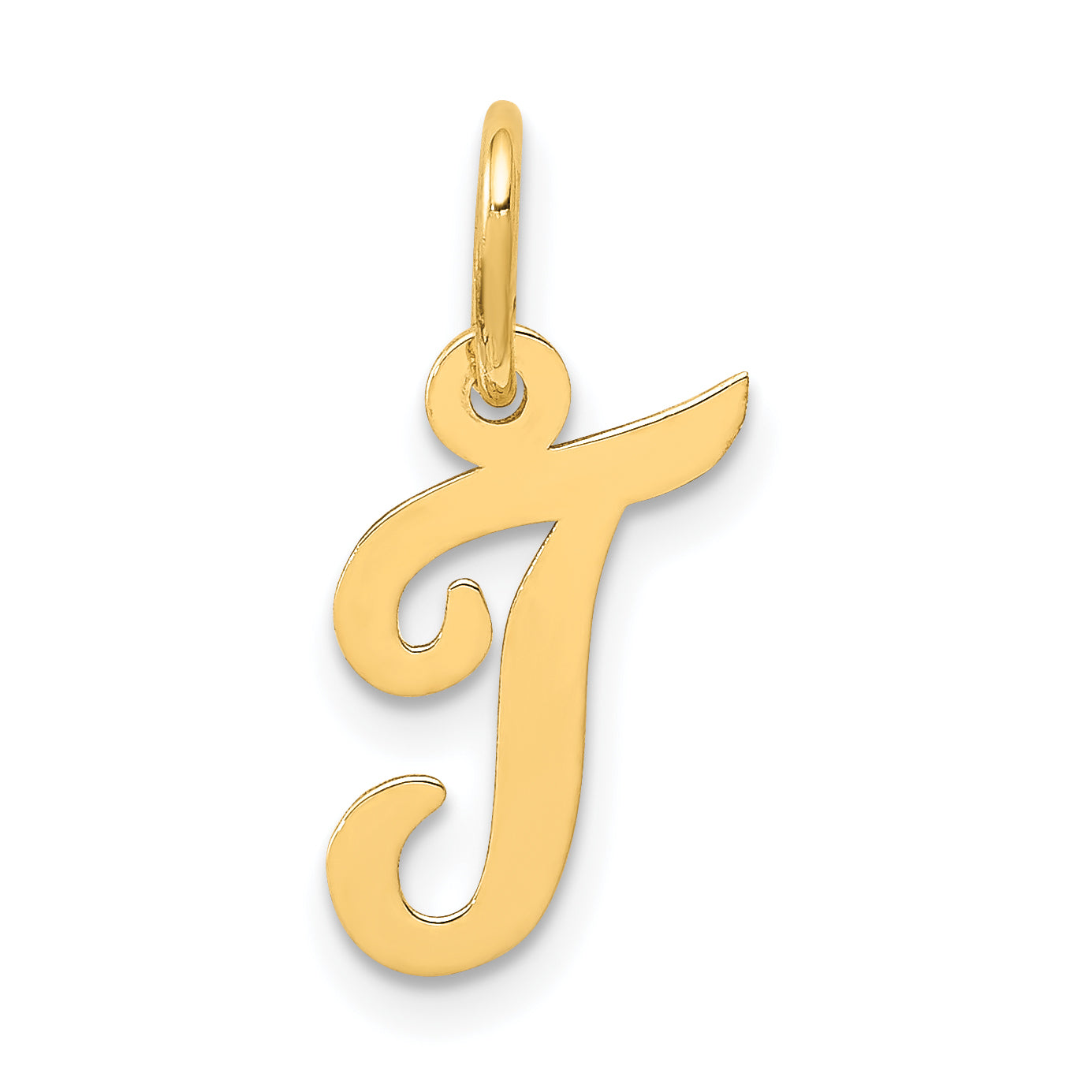 14k Yellow Gold 14k Small Script Letter T Initial Charm