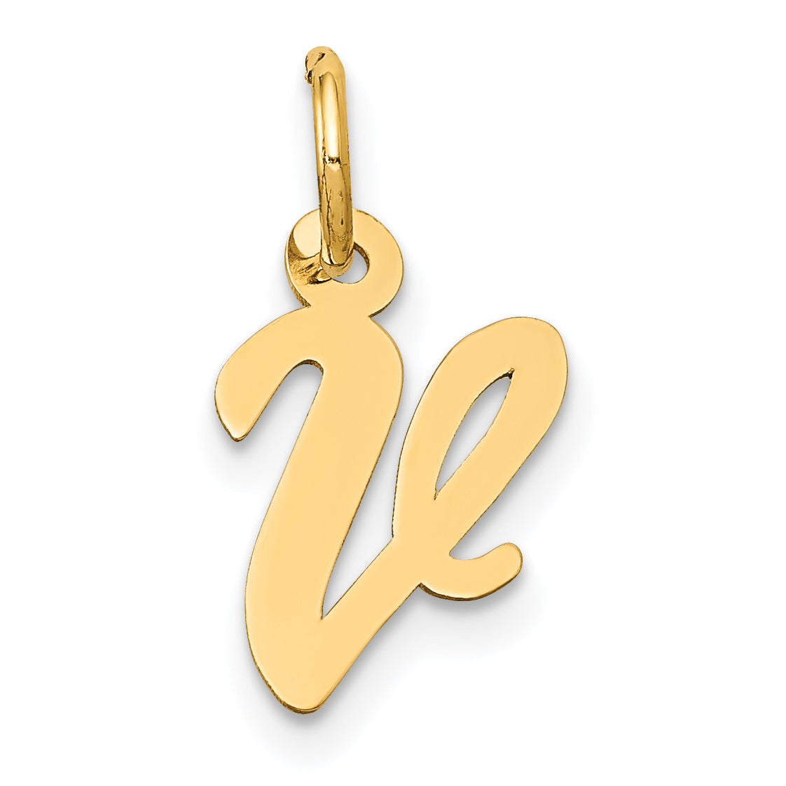 14k Yellow Gold 14k Small Script Letter V Initial Charm