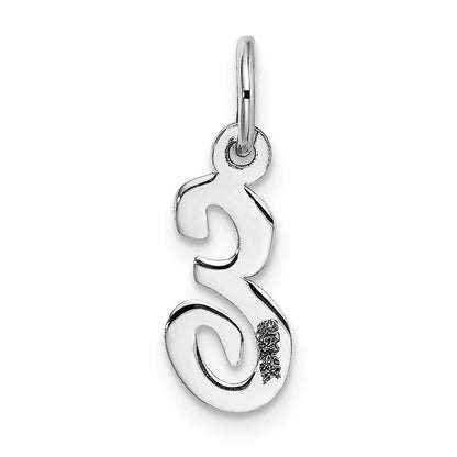 14k White Gold 14k White Gold Small Script Letter E Initial Charm