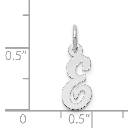 14k White Gold 14k White Gold Small Script Letter E Initial Charm