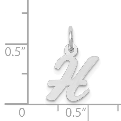 14k White Gold 14k White Gold Small Script Letter H Initial Charm
