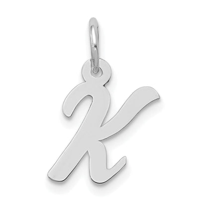 14k White Gold 14k White Gold Small Script Letter K Initial Charm